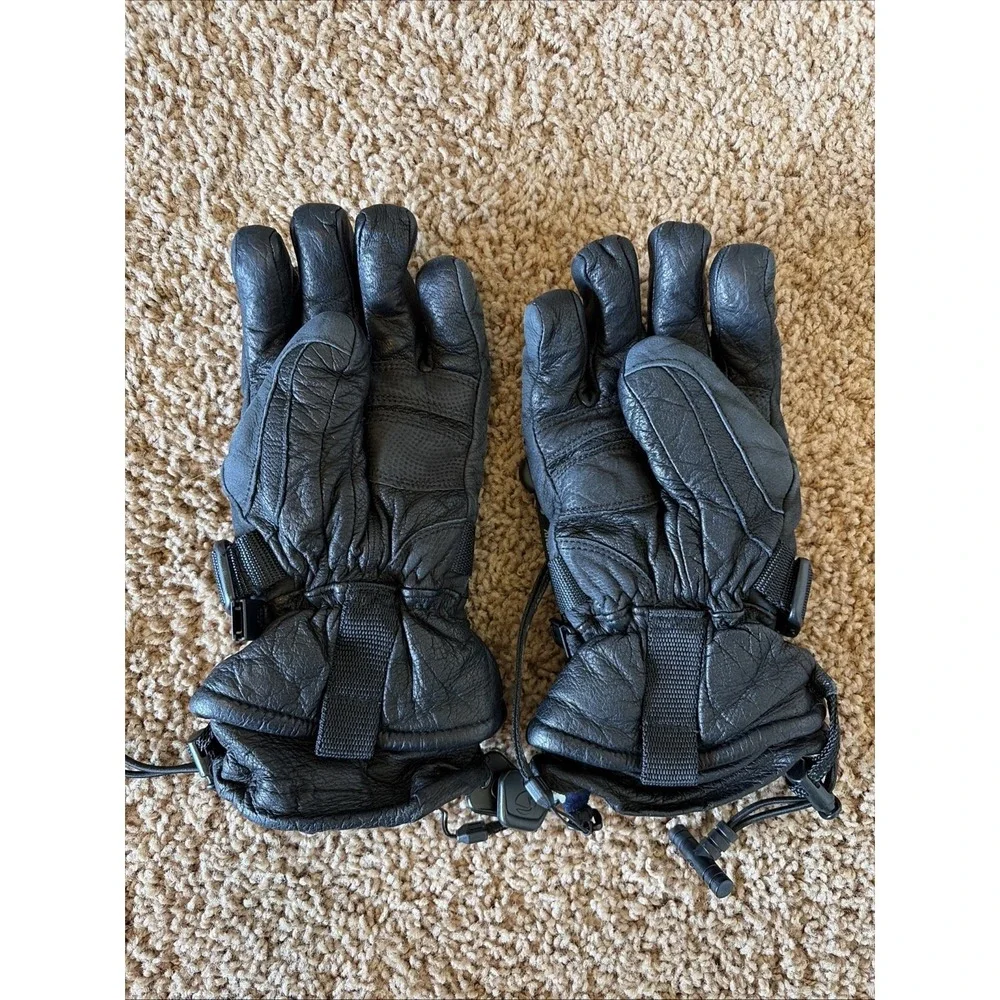 Swany Classic Black Leather Tri-Plex Insulated Ski Gloves Mittens Womens Small